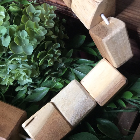 Pottery Barn Rustic & Country Chic Cubed Wood Beaded Garland with Tasseled Rope - Picture 10 of 17